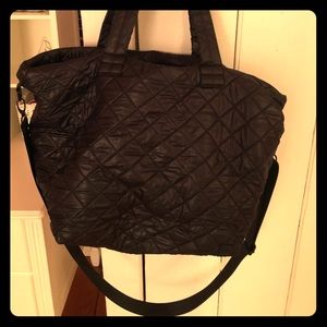 Black Quilted Overnight Tote